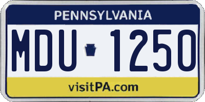 PA license plate MDU1250