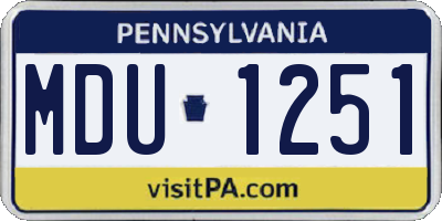 PA license plate MDU1251