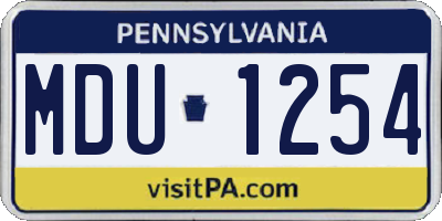 PA license plate MDU1254