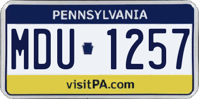 PA license plate MDU1257