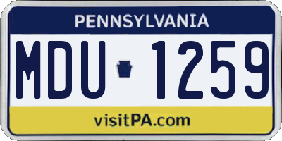 PA license plate MDU1259