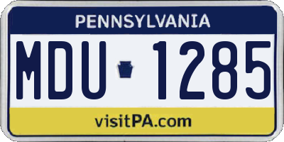 PA license plate MDU1285