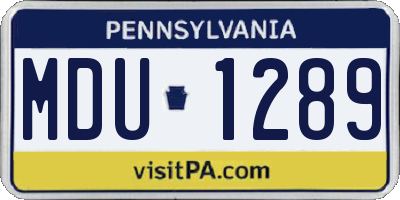PA license plate MDU1289