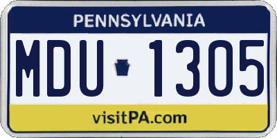 PA license plate MDU1305