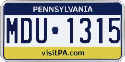 PA license plate MDU1315