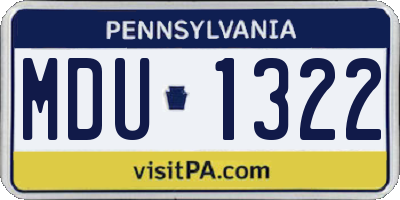PA license plate MDU1322