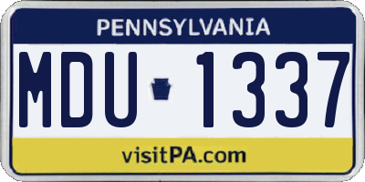 PA license plate MDU1337