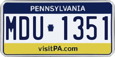 PA license plate MDU1351