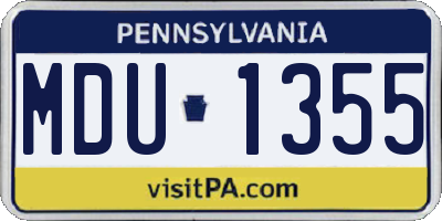 PA license plate MDU1355