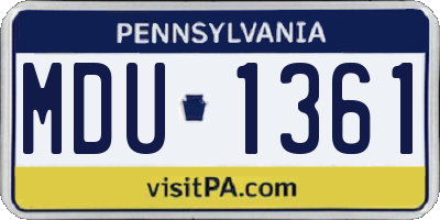 PA license plate MDU1361