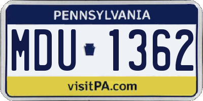 PA license plate MDU1362