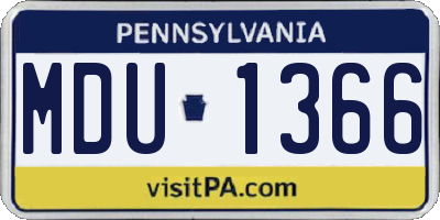 PA license plate MDU1366
