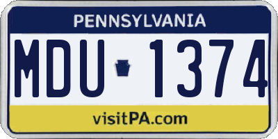PA license plate MDU1374
