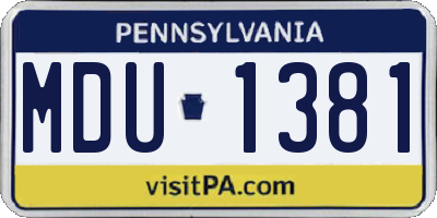 PA license plate MDU1381