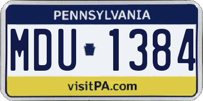 PA license plate MDU1384
