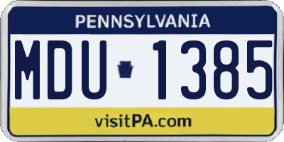 PA license plate MDU1385