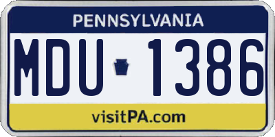 PA license plate MDU1386