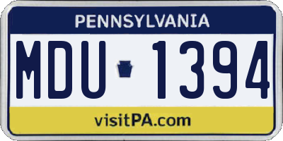 PA license plate MDU1394