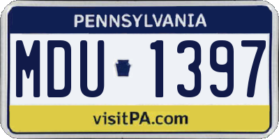 PA license plate MDU1397