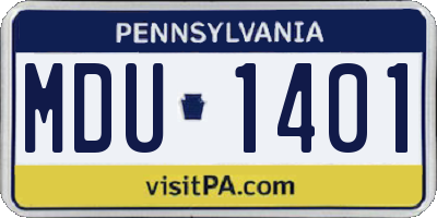PA license plate MDU1401