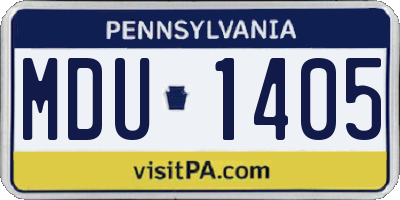 PA license plate MDU1405