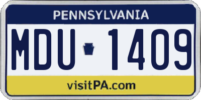 PA license plate MDU1409