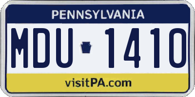 PA license plate MDU1410