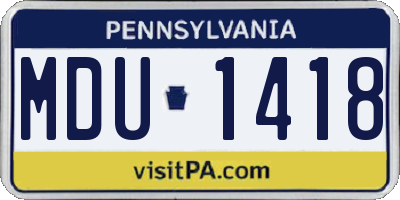 PA license plate MDU1418