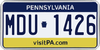 PA license plate MDU1426
