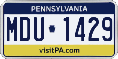 PA license plate MDU1429