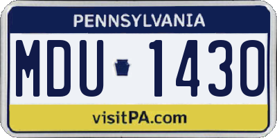 PA license plate MDU1430
