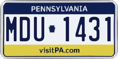 PA license plate MDU1431