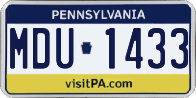 PA license plate MDU1433