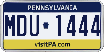 PA license plate MDU1444