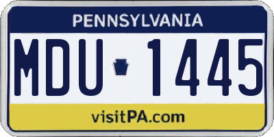 PA license plate MDU1445