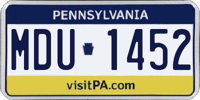PA license plate MDU1452