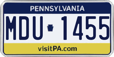 PA license plate MDU1455