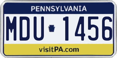 PA license plate MDU1456