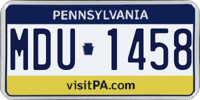 PA license plate MDU1458