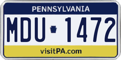 PA license plate MDU1472