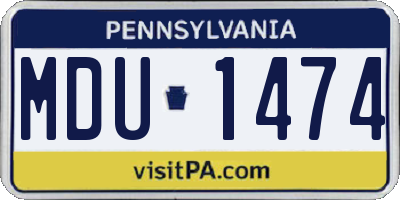 PA license plate MDU1474