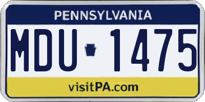 PA license plate MDU1475