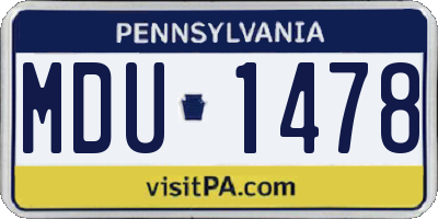 PA license plate MDU1478