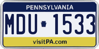 PA license plate MDU1533