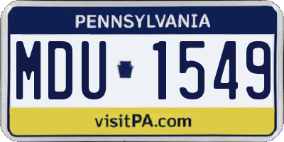 PA license plate MDU1549