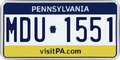 PA license plate MDU1551