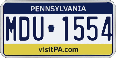 PA license plate MDU1554