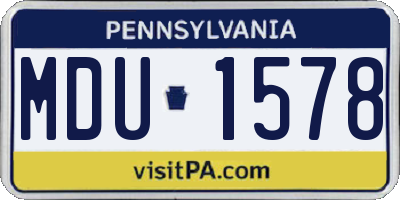 PA license plate MDU1578