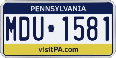 PA license plate MDU1581