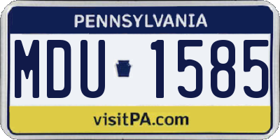 PA license plate MDU1585